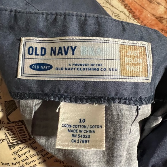 OLD NAVY Womens Pleaded Palm Tree Beach Village Blue White Cotton Skirt - Picture 5 of 5